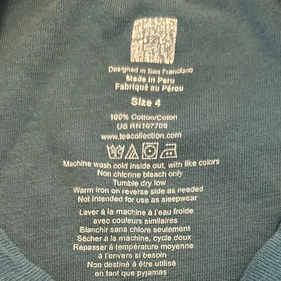 Tea Collection Blue Elephant Short Sleeve Tee, Size 4 - Picture 4 of 5